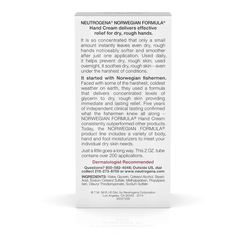  Neutrogena Norwegian Formula Moisturizing Hand Cream Formulated with Glycerin for Dry, Rough Hands, Fragrance-Free Intensive Hand Lotion, 2 oz