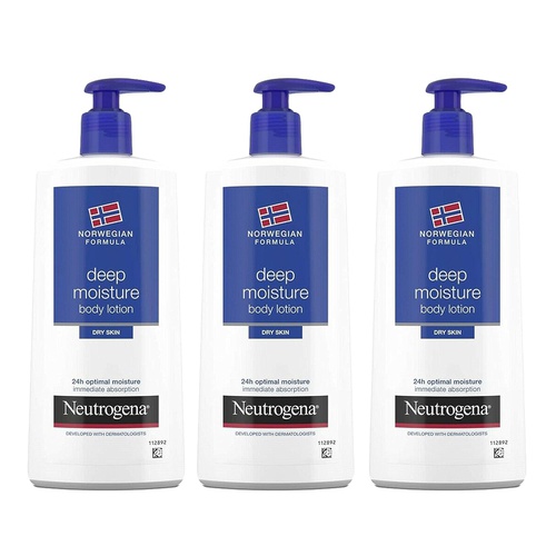  Neutrogena Deep Moisture Body Lotion for Dry Skin, Norwegian Formula, 24 Hour Moisture, 13.5 Ounce (Pack of 3)
