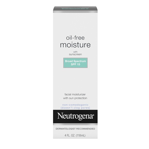  Neutrogena Oil-Free Daily Long Lasting Facial Moisturizer & Neck Cream with SPF 15 Sunscreen & Glycerin, Non-Greasy, Oil-Free & Non-Comedogenic Face Moisturizer, 4 fl. oz