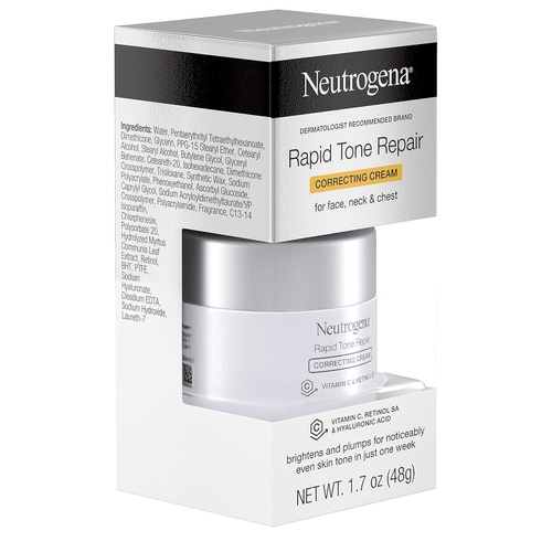  Neutrogena Rapid Tone Repair Face Moisturizer with Retinol SA, Vitamin C, Hyaluronic Acid and SPF 30 Sunscreen, Tone-Evening & Brightening Retinol Facial Moisturizer Cream, 1 fl. o