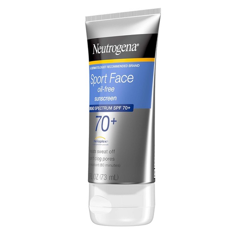  Neutrogena Sport Face Sunscreen, Oil-Free Sunscreen Lotion with Broad Spectrum UVA/UVB SPF 70+ Protection, Sweat-Resistant & Water-Resistant Active Sport Sunscreen, 2.5 fl. oz