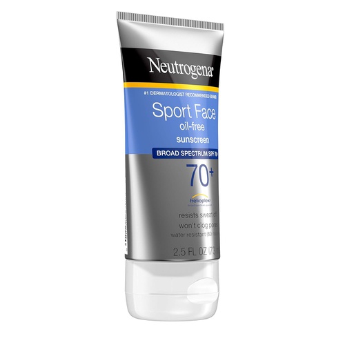  Neutrogena Sport Face Sunscreen, Oil-Free Sunscreen Lotion with Broad Spectrum UVA/UVB SPF 70+ Protection, Sweat-Resistant & Water-Resistant Active Sport Sunscreen, 2.5 fl. oz