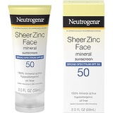 Neutrogena Sheer Zinc Oxide Dry-Touch Mineral Face Sunscreen Lotion with Broad Spectrum SPF 50, Oil-Free, Non-Comedogenic & Non-Greasy Zinc Oxide Facial Sunscreen, Hypoallergenic,