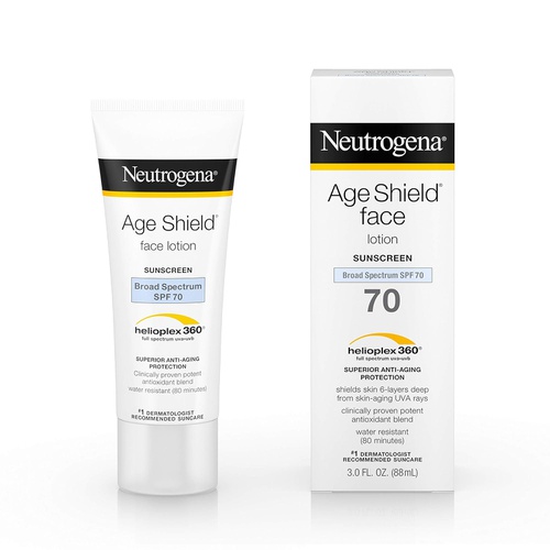 Neutrogena Age Shield Anti-Oxidant Face Lotion Sunscreen with Broad Spectrum SPF 70, Oil-Free & Non-Comedogenic Moisturizing Sunscreen to Prevent Signs of Aging, 3 fl. oz