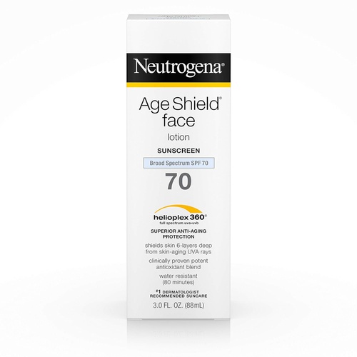  Neutrogena Age Shield Anti-Oxidant Face Lotion Sunscreen with Broad Spectrum SPF 70, Oil-Free & Non-Comedogenic Moisturizing Sunscreen to Prevent Signs of Aging, 3 fl. oz