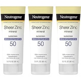 Neutrogena Sheer Zinc Oxide Dry-Touch Sunscreen Lotion with Broad Spectrum SPF 50 UVA/UVB Protection, Water-Resistant, Hypoallergenic & Non-Greasy Mineral Sunscreen, Paraben-Free,