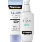 Neutrogena Ultra Sheer Dry-Touch Water Resistant and Non-Greasy Sunscreen Lotion, 100+, 3 fl. Oz With a Oil-Free Daily Long Lasting Facial Moisturizer & Neck Cream, 4 fl. Oz