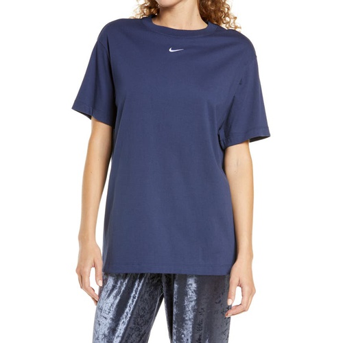나이키 Nike Essential Embroidered Swoosh Cotton T-Shirt_MIDNIGHT NAVY/ WHITE