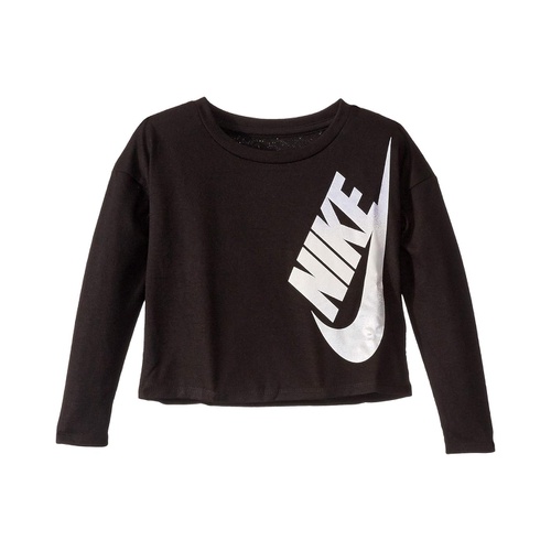 나이키 Nike Kids Metallic Logo Long Sleeve Graphic Top (Toddleru002FLittle Kids)