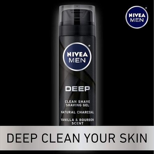  NIVEA Men DEEP Clean Shaving Gel - With Natural Charcoal To Clean While Shaving - 7 oz. Can (Pack of 3)