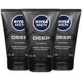 Nivea Men Deep Cleansing Beard and Face Wash, Natural Charcoal, 9.9 Fl Oz , Pack of 3