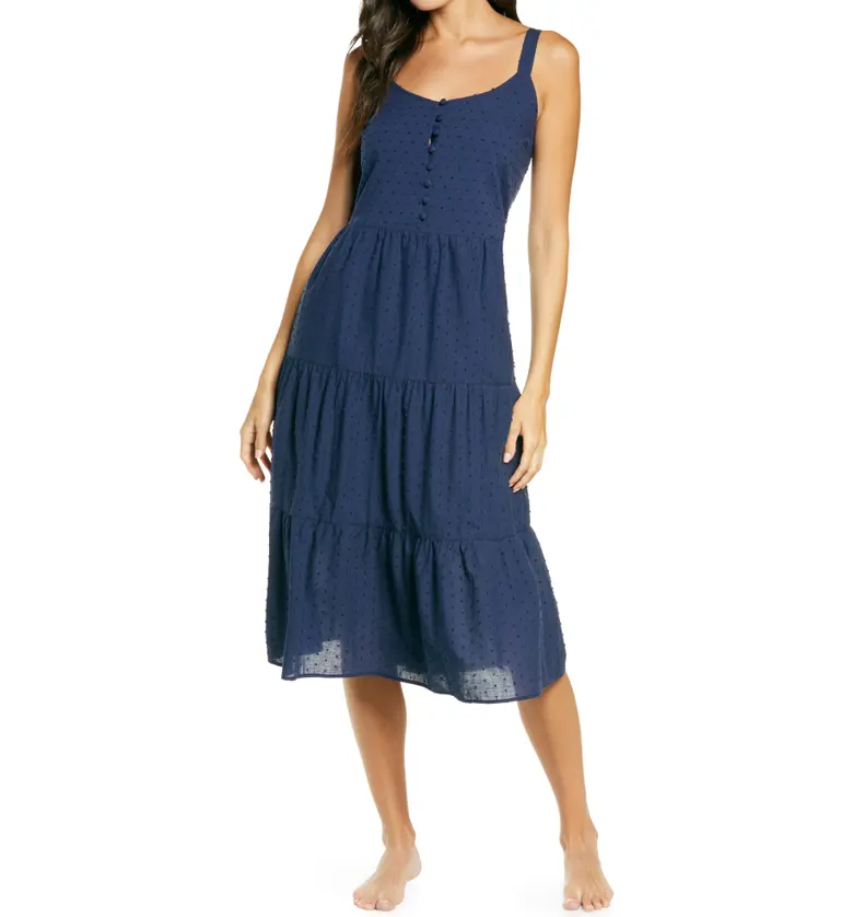 Nordstrom Romantic Swiss Dot A-Line Nightgown_NAVY PEACOAT