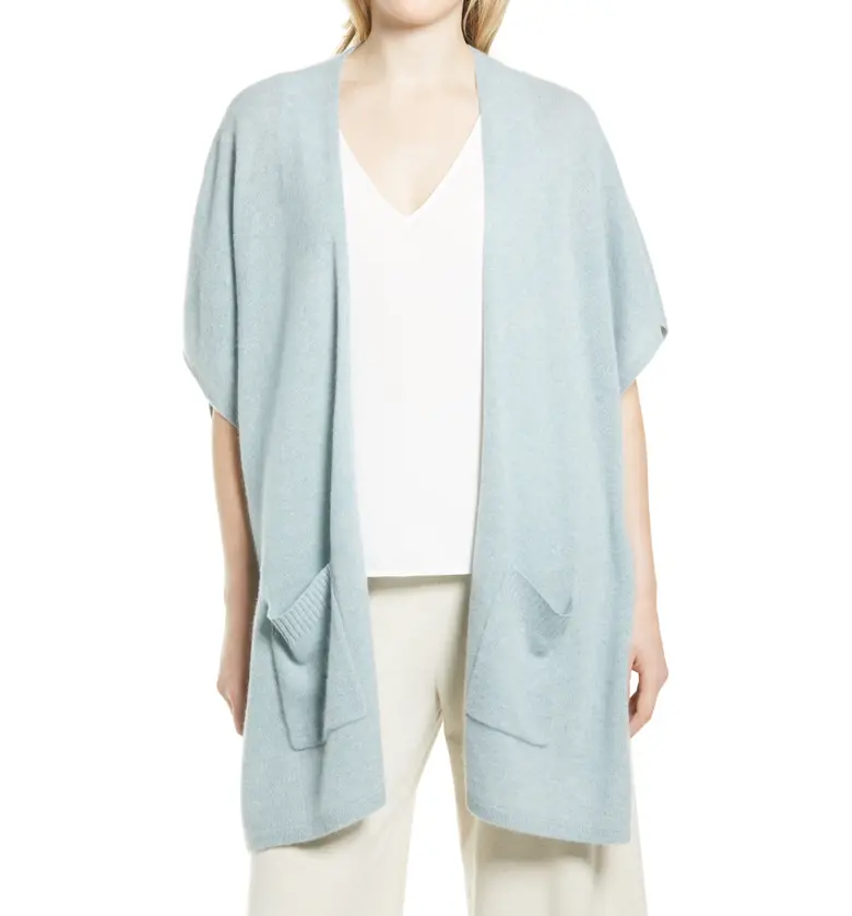 Nordstrom Recycled Cashmere Ruana_BLUE DRIZZLE HEATHER