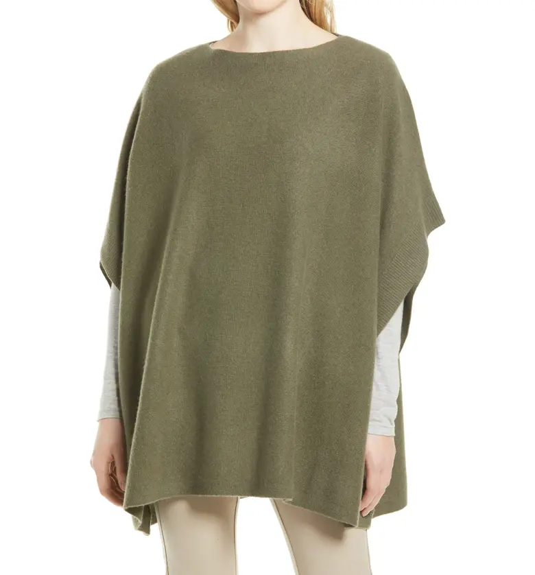 Nordstrom Wool & Cashmere Poncho_OLIVE IVY HEATHER
