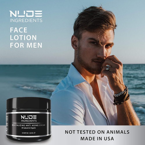  Nude Ingredients Mens Anti Aging Face Cream For Men - Day and Night Cream - Essential Facial Moisturizer for Men - Wrinkle Cream For Men - Cream For Dry Skin - Scented - 4 Ounce