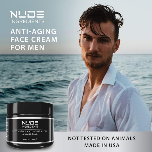  Nude Ingredients Mens Anti Aging Face Cream For Men - Day and Night Cream - Essential Facial Moisturizer for Men - Wrinkle Cream For Men - Cream For Dry Skin - Scented - 4 Ounce