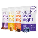 Oats Overnight - Dairy Free Variety Pack (8 Pack) High Protein, Low Sugar Meal Replacement Breakfast Shake - Gluten Free, High Fiber, Non GMO Oatmeal (2.6oz per pack)