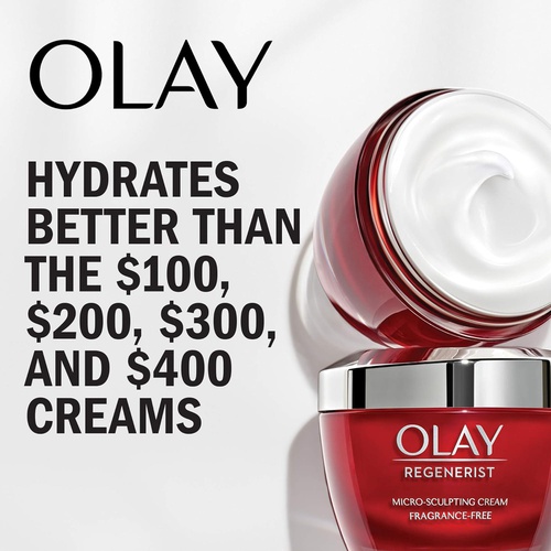  Olay Regenerist Micro-Sculpting Cream Face Moisturizer with Hyaluronic Acid & Vitamin B3+, Fragrance-Free, 1 .7 Oz + Whip Face Moisturizer Travel/Trial Size Gift Set, Fragrance-fre