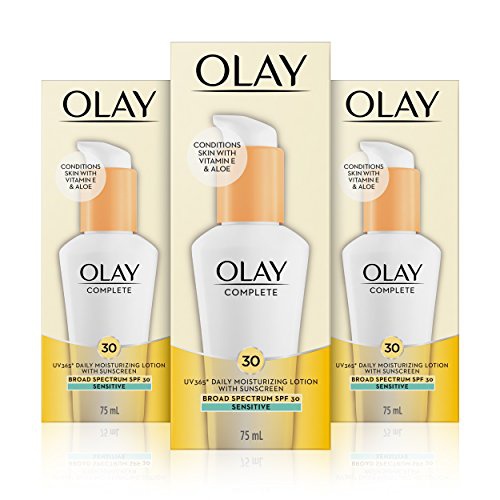  Olay Complete Lotion Moisturizer with Sunscreen SPF 30 Sensitive, 2.53 Fluid Ounce, Pack of 3