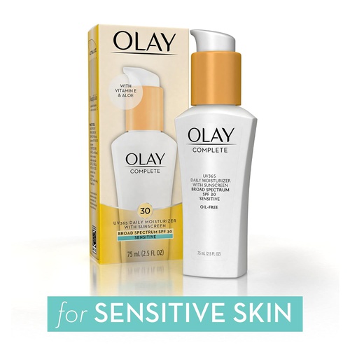  Olay Complete Lotion Moisturizer with Sunscreen SPF 30 Sensitive, 2.53 Fluid Ounce, Pack of 3