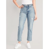 Curvy Extra High-Waisted Button-Fly Straight Cut-Off Jeans