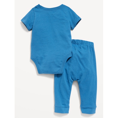 올드네이비 Unisex Short-Sleeve Bodysuit & U-Shaped Pull-On Pants Set for Baby