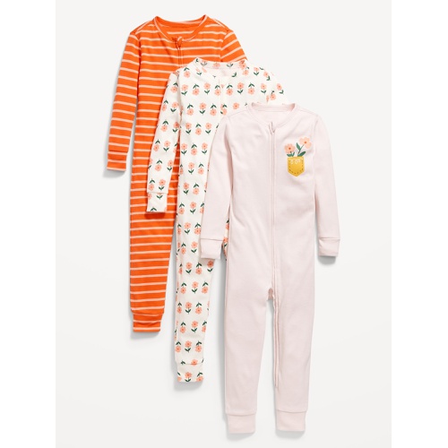 올드네이비 Unisex Snug-Fit Printed Pajama One-Piece 3-Pack for Toddler & Baby Hot Deal