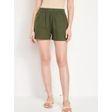 High-Waisted Linen-Blend Pull-On Shorts -- 3.5-inch inseam Hot Deal
