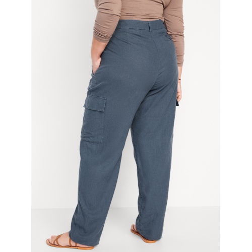 올드네이비 High-Waisted Linen-Blend Cargo Straight Pants Hot Deal