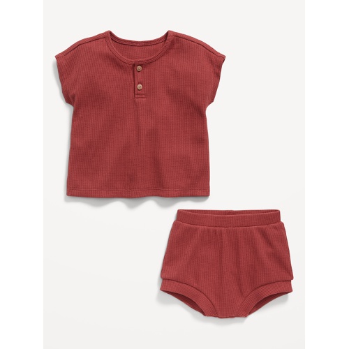 올드네이비 Thermal-Knit Henley Top and Bloomer Shorts Set for Baby