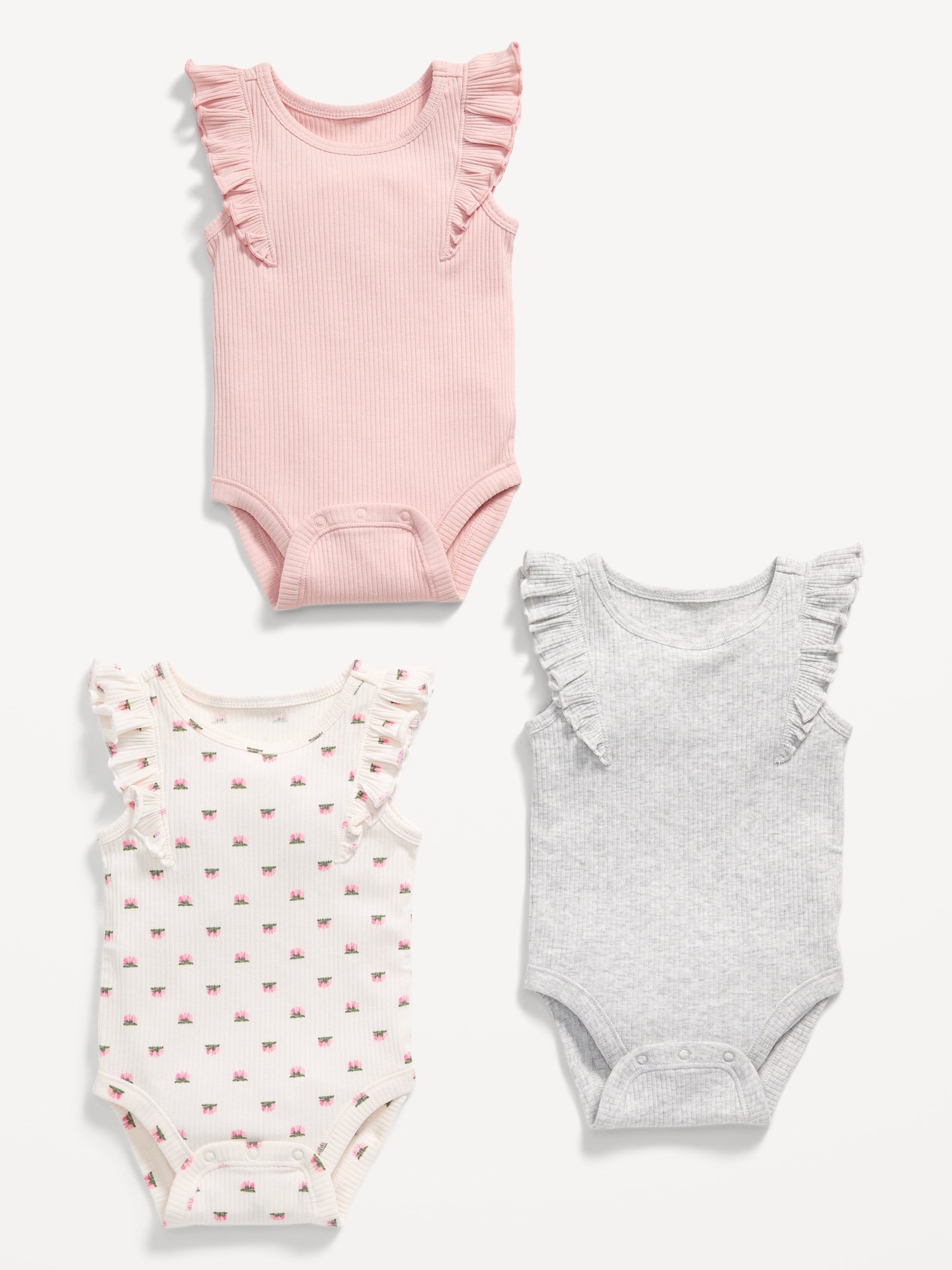 올드네이비 Sleeveless Ruffle-Trim Bodysuit 3-Pack for Baby Hot Deal