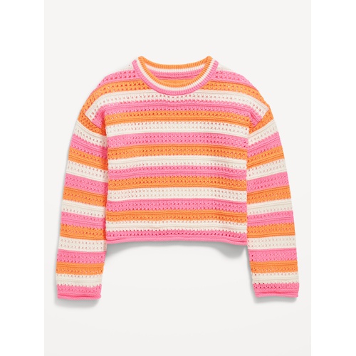 올드네이비 Striped Crochet-Knit Sweater for Girls