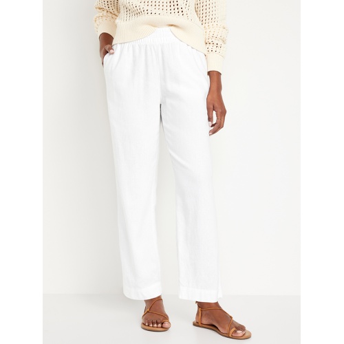 올드네이비 High-Waisted Linen-Blend Straight Pants Hot Deal