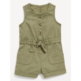 Sleeveless Tie-Front Utility Romper for Baby