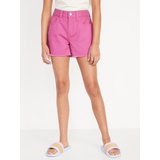High-Waisted Pop-Color Frayed-Hem Shorts for Girls