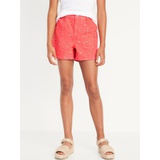 Elasticized High-Waisted Utility Jean Shorts for Girls