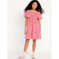 Printed Short-Sleeve Smocked Tiered Dress for Girls