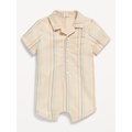 Striped Textured Dobby Pocket Romper for Baby Hot Deal