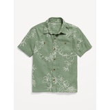 Printed Short-Sleeve Linen-Blend Pocket Shirt for Boys Hot Deal