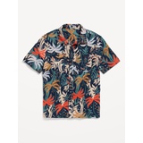 Printed Short-Sleeve Linen-Blend Pocket Shirt for Boys Hot Deal