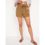 High-Waisted Twill Workwear Shorts -- 4.5-inch inseam