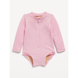 Textured Zip-Front Rashguard One-Piece Swimsuit for Baby Hot Deal