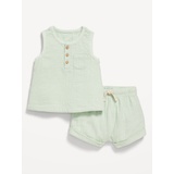 Unisex Double-Weave Tank Top and Shorts Set for Baby Hot Deal