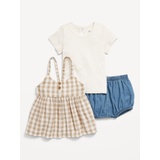 Little Navy Organic-Cotton Dress, T-Shirt, Shorts 3-Piece for Baby