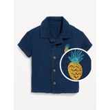 Short-Sleeve Embroidered Camp Shirt for Baby Hot Deal