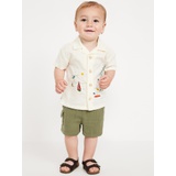 Short-Sleeve Linen-Blend Graphic Camp Shirt for Baby Hot Deal