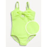 Textured Tie-Front One-Piece Swimsuit for Girls Hot Deal