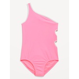 One-Shoulder Side-Cutout One-Piece Swimsuit for Girls