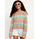 Striped Crochet-Knit Sweater for Girls