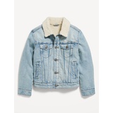 Gender-Neutral Sherpa-Lined Non-Stretch Jean Jacket for Kids
